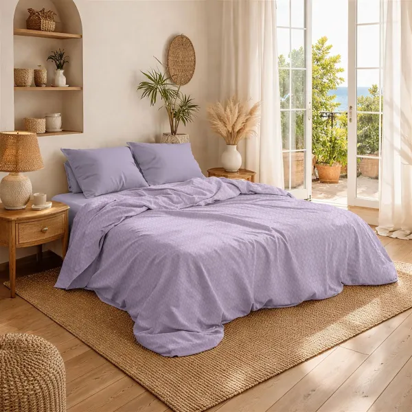 Κουβέρτα Πικέ Μονόχρωμη 325 gr/m² 225x270 Pastel Lilac 100% Cotton