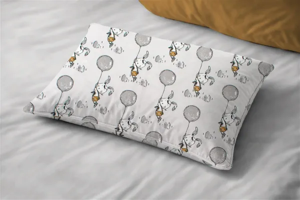 Μαξιλαροθήκη Εμπριμέ kids Floating Bunny 715 50X70 Grey 100% Cotton