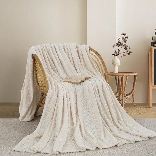Κουβέρτα Fleece Υπέρδιπλη 220x240 cm Adam Home - Cream