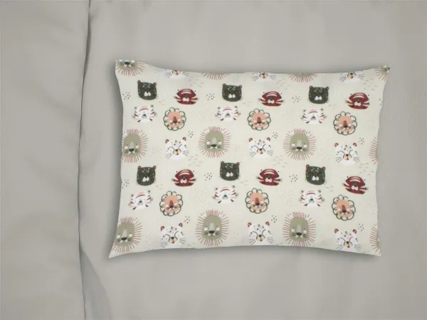 Μαξιλαροθήκη Εμπριμέ kids Big Cats 27 50X70 Light Olive 100% Cotton
