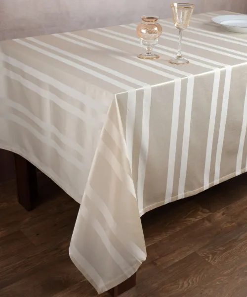 Ριγέ τραπεζομάντηλο dimitra (130cm x 130cm) μπέζ