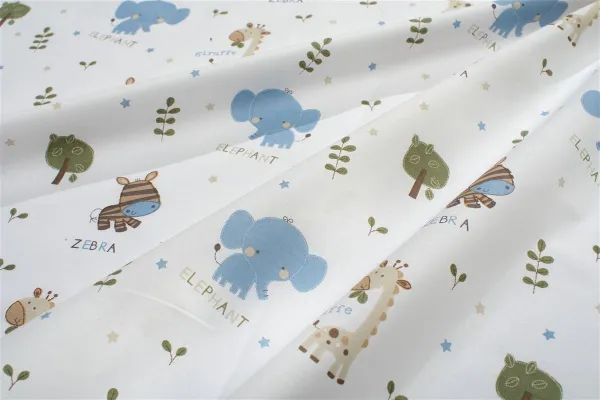 Σεντονάκι Λίκνου bebe Happy Safari 711 80X110 White-Sky Blue 100% Cotton