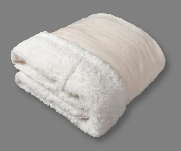 κουβέρτα fleece με sherpa (220cm x 240cm) flannel ivory