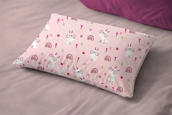 Μαξιλαροθήκη Εμπριμέ bebe Rabbit Garden 585 35X45 Pink 100% Cotton
