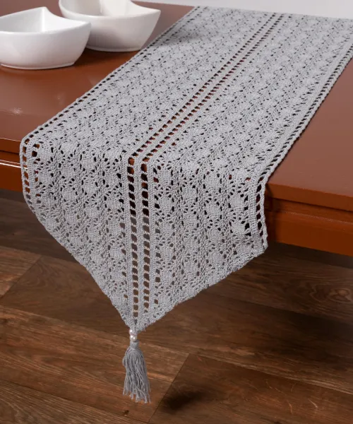 Πλεκτή τραβέρσα c210 (32cm x 160cm) γκρί