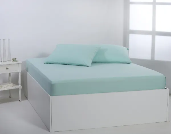 Βαμβακερό σεντόνι essentials (125cm x 200cm + 35cm) misty jade