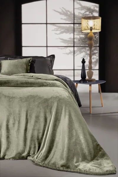 Σετ 2τμχ Κουβέρτα Velvet Khaki 