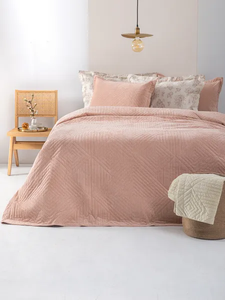 Κουβερλί Υπέρδιπλο 220x240 cm Velvet Κοτλέ DIZZA ROSE
