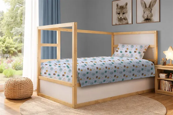 Παπλωματοθήκη Εμπριμέ kids Big Cats 28 160X240 Light Aqua 100% Cotton
