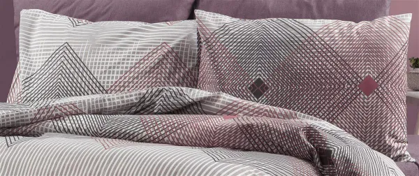 Μαξιλαροθήκη Εμπριμέ Καλλιρόη 606 50X70 Grey-Burgundy 70/30 Cott/Pol