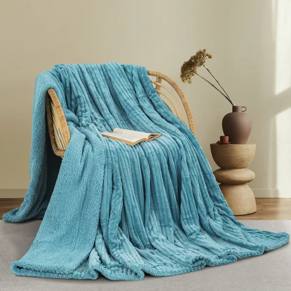 Κουβέρτα Fleece/Sherpa Υπέρδιπλη 220x240 cm Aqua Adam Home