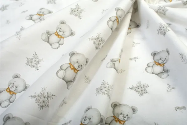 Πάνα Χασέ bebe Newborn Bear 717 80x80 White-Grey 100% Cotton
