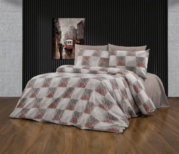 Παπλωματοθήκη Εμπριμέ Κλεοπάτρα 611 220X240 Red-Black 70/30 Cott/Pol