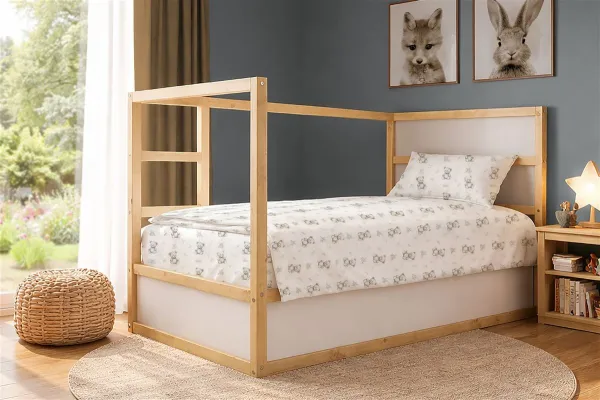 Παπλωματοθήκη Εμπριμέ kids Newborn Bear 717 160x240 White-Grey 100% Cotton