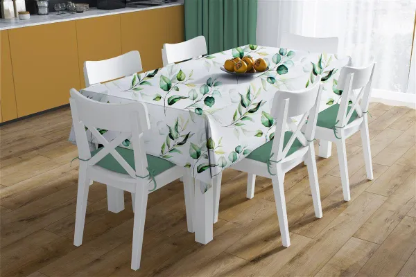Αλέκιαστο Καρέ Ψηφιακής Εκτύπωσης Green Leaves 462 90X90 White-Green 70/30 Cott/Pol