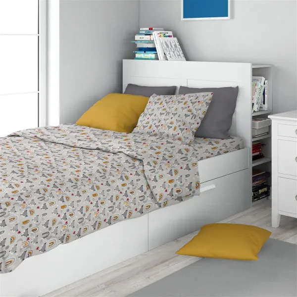 Σεντόνια Εμπριμέ Σετ 2 τεμ kids Fox 527 160X240 Grey 100% Cotton