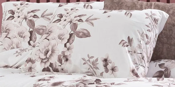 Μαξιλαροθήκη Εμπριμέ Βερονίκη 488 50X70 White-Mocha 70/30 Cott/Pol