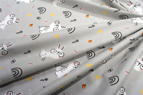 Σεντονάκι Λίκνου bebe Rabbit Garden 586 80X110 Grey 100% Cotton