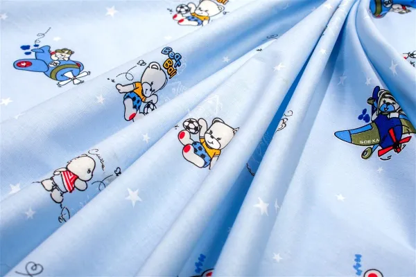 Σεντονάκι Λίκνου bebe Bear's Playtime 591 80X110 Sky Blue 100% Cotton