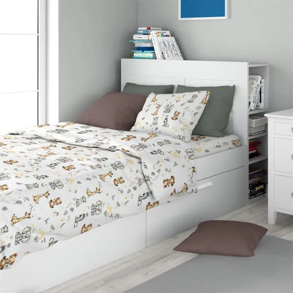 Σεντόνια Εμπριμέ Σετ 3 τεμ kids Savanna 36 160X240 White-Grey 100% Cotton Flannel