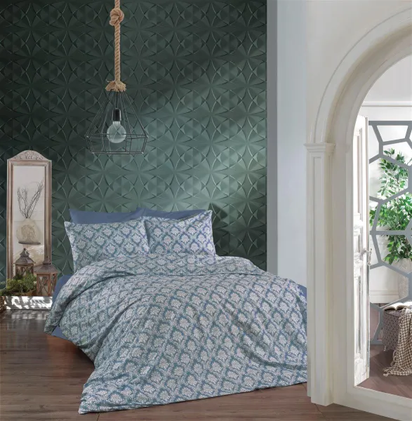 Σεντόνια Εμπριμέ Σετ 4 τεμ Οφηλία 279 220X240 Blue 70/30 Cott/Pol