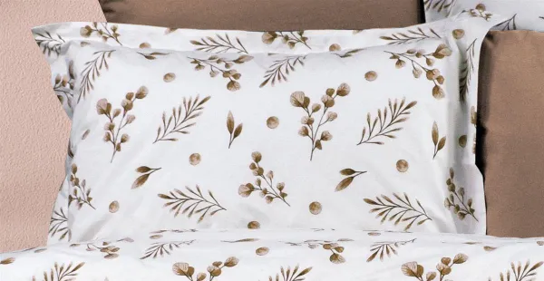 Μαξιλαροθήκη Εμπριμέ Μυρτώ 352 50X70 Beige 100% Cotton Flannel