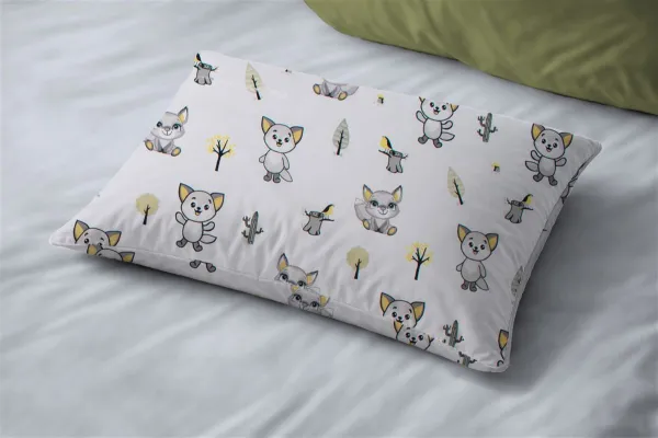 Μαξιλαροθήκη Εμπριμέ bebe Baby Foxes 595 35X45 White-Grey 100% Cotton