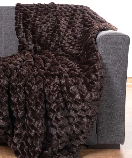 Διακοσμητικό γούνινο ριχτάρι mink (130cm x 160cm) καφέ