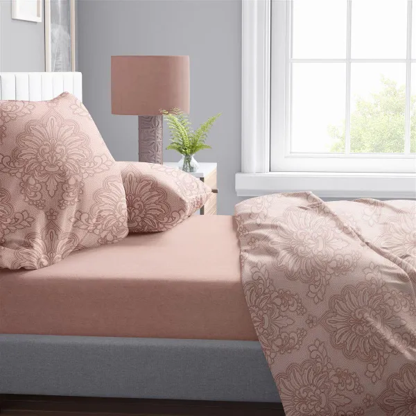 Παπλωματοθήκη Εμπριμέ Άρτεμις 703 220X240 Dusty Rose 100% Cotton