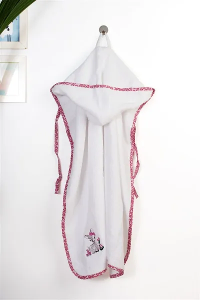 Κάπα Με Κέντημα bebe Deer 197 75X85 White-Pink 100% Cotton