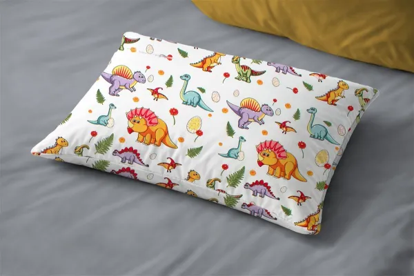 Μαξιλαροθήκη Εμπριμέ bebe Dinosaur 520 35x45 White-Orange 100% Cotton