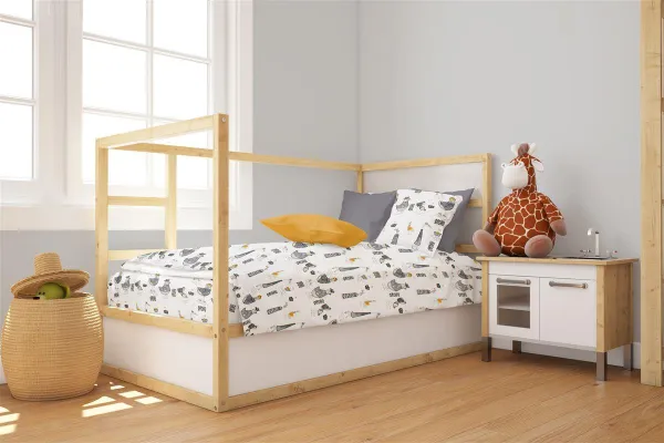 Πάπλωμα Εμπριμέ bebe Seabirds 578 120X160 White-Grey 100% Cotton