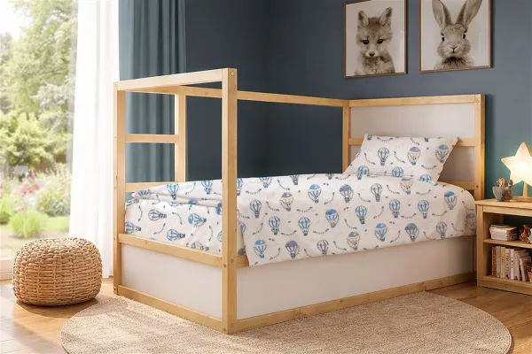 Παπλωματοθήκη Εμπριμέ kids The Floating Zoo 596 160X240 White-Blue 100% Cotton