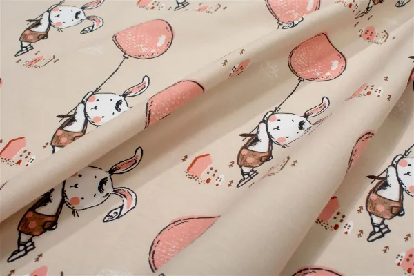 Σεντονάκι Λίκνου bebe Floating Bunny 714 80X110 Beige-Salmon 100% Cotton