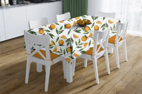 Τραπεζομάντηλο Αλέκιαστο Oranges 474 140X180 White-Orange 70/30 Cott/Pol