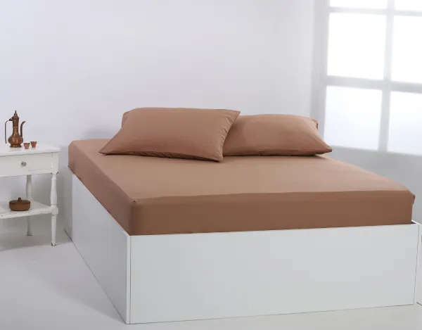 Βαμβακερό σεντόνι essentials (125cm x 200cm + 35cm) praline