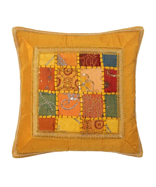 Μαξιλαροθήκη antic με φάσα (40cm x 40cm) κίτρινο σκούρο