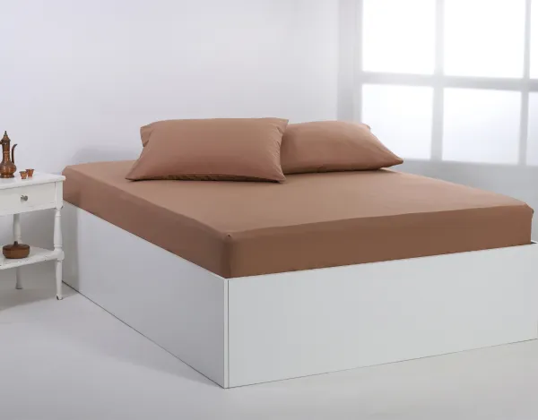 Βαμβακερό σεντόνι essentials (105cm x 200cm + 35cm) praline