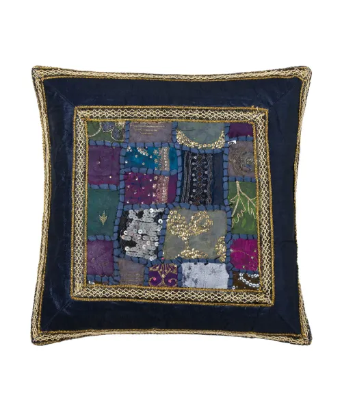 Μαξιλαροθήκη antic με φάσα (40cm x 40cm) μπλέ σκούρο