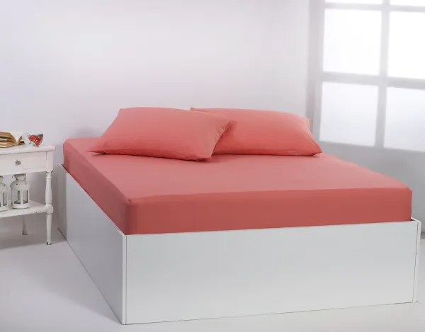 Βαμβακερό σεντόνι essentials (225cm x 267cm) coral almond