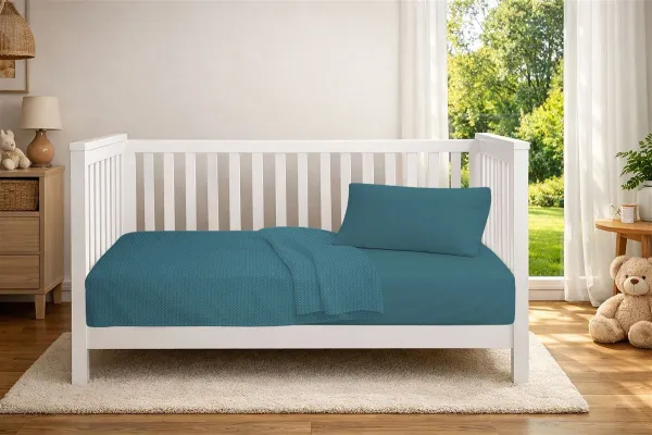 Κουβέρτα Πικέ bebe Μονόχρωμη 325 gr/m² 125x150 Petrol 100% Cotton