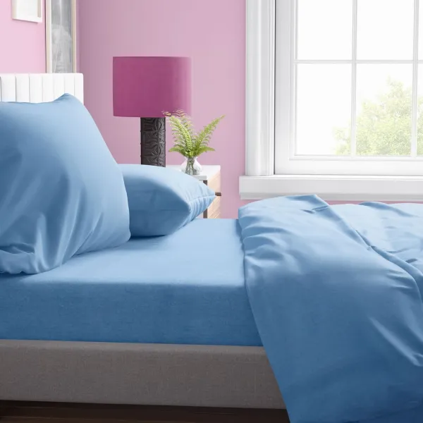 ΣΕΝΤΟΝΙΑ ΣΕΤ 4 τεμ Solid 498 220X240 Sky blue Cotton 100%