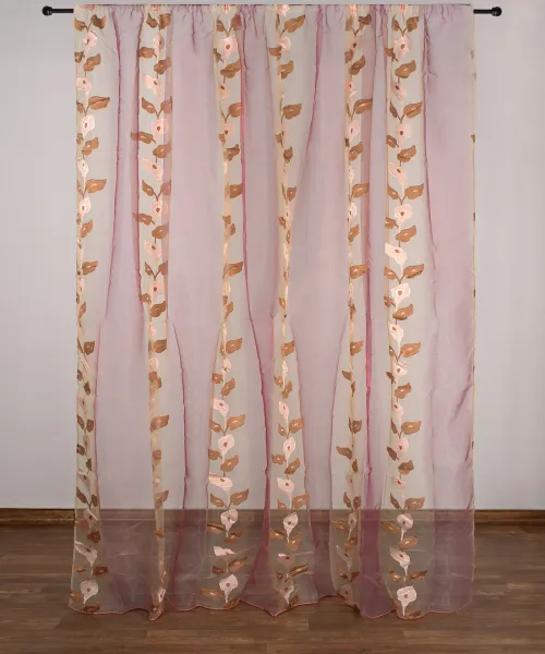 Κουρτίνα zj05 (280cm x 300cm) με τρέσα μωβ