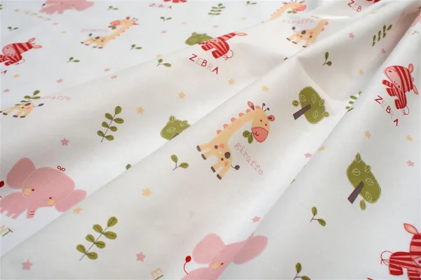 Σεντονάκι Λίκνου bebe Happy Safari 712 80X110 White-Pink 100% Cotton