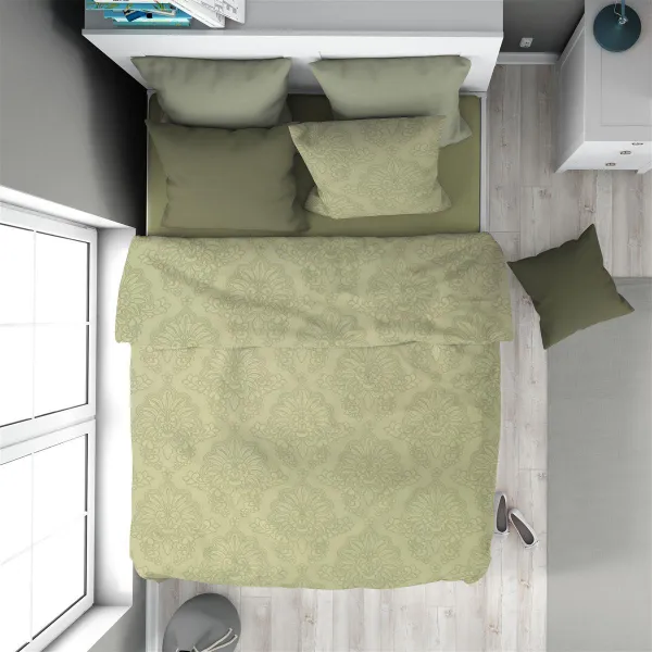 Πάπλωμα Εμπριμέ Άρτεμις 704 160X240 Light Olive 100% Cotton