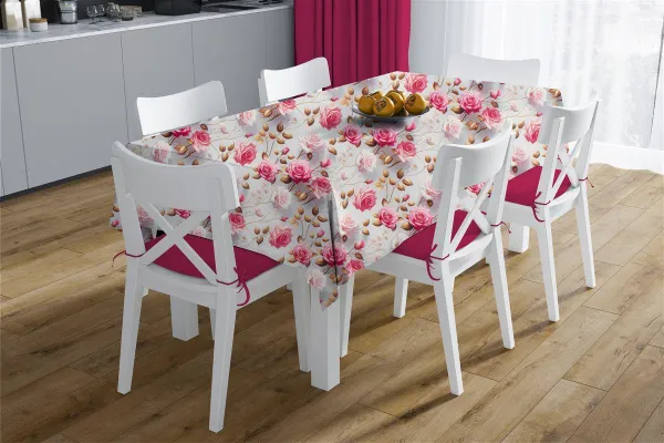 Αλέκιαστο Καρέ Ψηφιακής Εκτύπωσης Roses 465 90X90 Grey-Pink 70/30 Cott/Pol