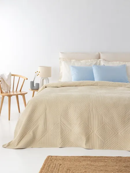 Κουβερλί Υπέρδιπλο 220x240 cm Βελούδο Polyester DIZZA Vanilla