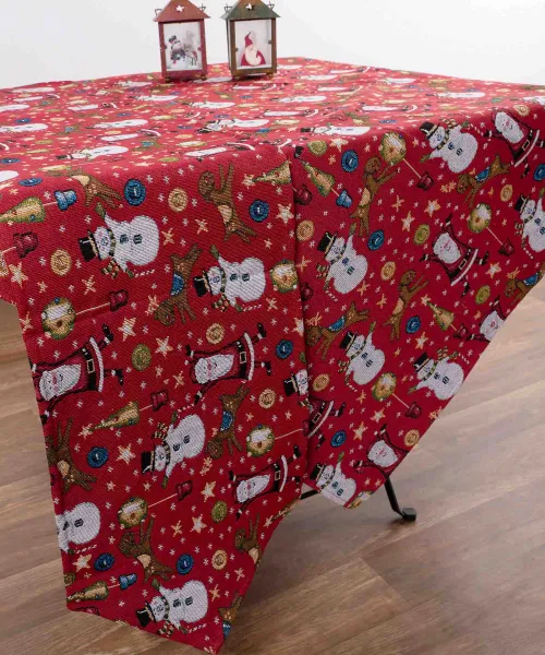 χριστουγεννιάτικο τραπεζοκαρέ (140cm x 140cm) κόκκινος ’ι Βασίλης