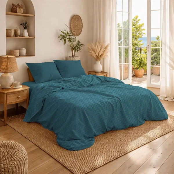 Κουβέρτα Πικέ Μονόχρωμη 325 gr/m² 225x270 Petrol 100% Cotton