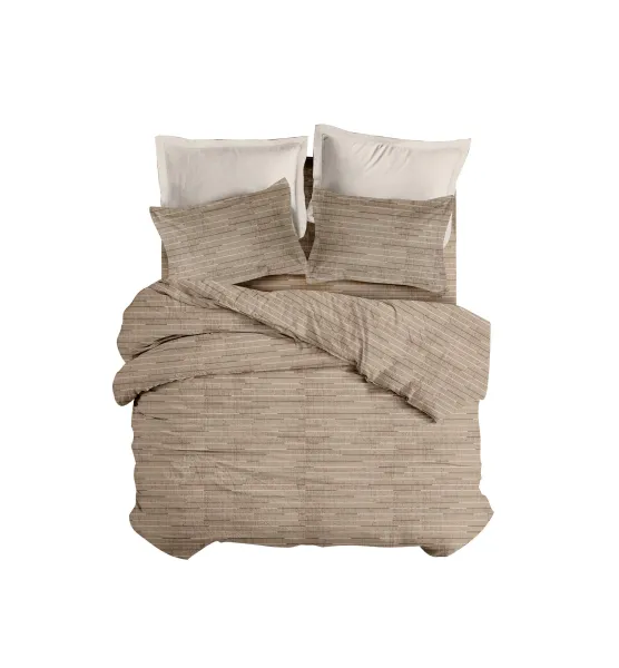 ΣΕΤ ΣΕΝΤ M FLAT LINES (BROWN3) 2*170x260cm 50x70cm FLANNEL 100%COTTON